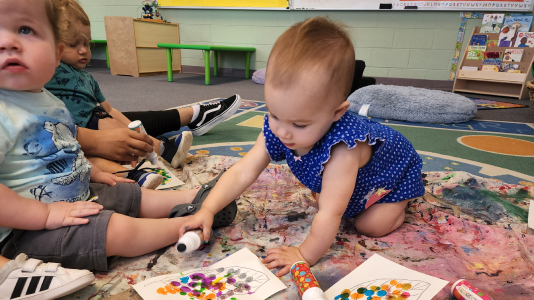 Toddlers making an art project