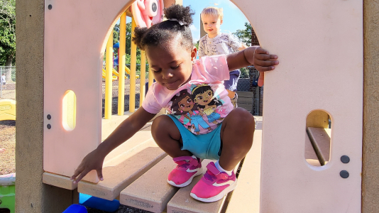 Young children playing on a playground