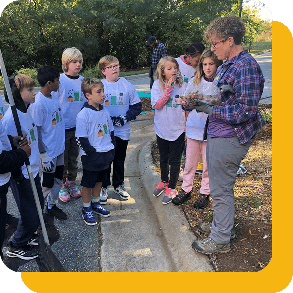 Children learning outdoors during a field trip