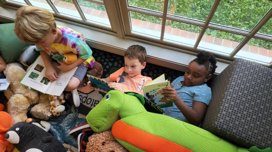 Students reading in a classroom